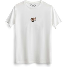 Alfa Tshirt  Animal Inek Dijital Baskılı Çocuk Beyaz Tshirt