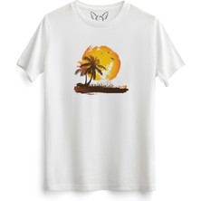 Alfa Tshirt Palmiye Baskılı Çocuk Beyaz Tshirt