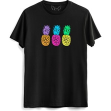 Alfa Tshirt Ananas Resimli Baskılı Çocuk Siyah Tshirt