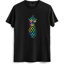 Alfa Tshirt Ananas Dijital Baskılı Çocuk Siyah Tshirt