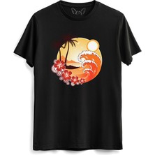 Alfa Tshirt Palmiye Resim Baskılı Çocuk Siyah Tshirt