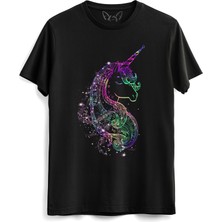Alfa Tshirt Unıcorn Dijital Baskılı Çocuk Siyah Tshirt