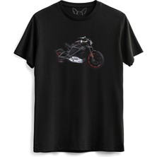 Alfa Tshirt Motorcycle Rider Dijital Baskılı Çocuk Siyah Tshirt