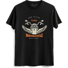 Alfa Tshirt Motorcycle Rider Baskılı Çocuk Siyah Tshirt
