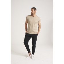 Yüksek Kalite %100 Pamuk Kumaş Arkası Uzun Erkek Tişört, Regular Fit Yağ Yıkama (Dirty Oil) Sand Tshirt NEWCES-5000-SA
