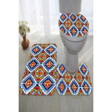 İnka Halı Antibakteriyel Yıkanabilir Kaymaz Dot Taban 3'lü Klozet Takımı (60CM x 100CM - 55CM x 60CM - 47CM x 50CM) İNKZ6007