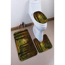 İnka Halı Antibakteriyel Yıkanabilir Kaymaz Dot Taban 3'lü Klozet Takımı (60CM x 100CM - 55CM x 60CM - 47CM x 50CM) İNKZ6017