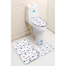 İnka Halı Antibakteriyel Yıkanabilir Kaymaz Dot Taban 3'lü Klozet Takımı (60CM x 100CM - 55CM x 60CM - 47CM x 50CM) İNKZ6028