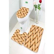 İnka Halı Antibakteriyel Yıkanabilir Kaymaz Dot Taban 3'lü Klozet Takımı (60CM x 100CM - 55CM x 60CM - 47CM x 50CM) İNKZ6038