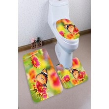 İnka Halı Antibakteriyel Yıkanabilir Kaymaz Dot Taban 3'lü Klozet Takımı (60CM x 100CM - 55CM x 60CM - 47CM x 50CM) İNKZ6043