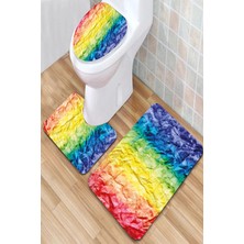 İnka Halı Antibakteriyel Yıkanabilir Kaymaz Dot Taban 3'lü Klozet Takımı (60CM x 100CM - 55CM x 60CM - 47CM x 50CM) İNKZ6049