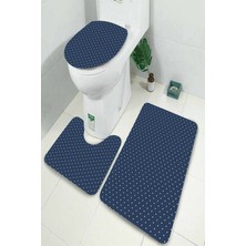 İnka Halı Antibakteriyel Yıkanabilir Kaymaz Dot Taban 3'lü Klozet Takımı (60CM x 100CM - 55CM x 60CM - 47CM x 50CM) İNKZ6072