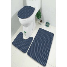 İnka Halı Antibakteriyel Yıkanabilir Kaymaz Dot Taban 3'lü Klozet Takımı (60CM x 100CM - 55CM x 60CM - 47CM x 50CM) İNKZ6074