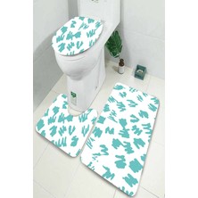İnka Halı Antibakteriyel Yıkanabilir Kaymaz Dot Taban 3'lü Klozet Takımı (60CM x 100CM - 55CM x 60CM - 47CM x 50CM) İNKZ6075