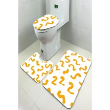İnka Halı Antibakteriyel Yıkanabilir Kaymaz Dot Taban 3'lü Klozet Takımı (60CM x 100CM - 55CM x 60CM - 47CM x 50CM) İNKZ6077