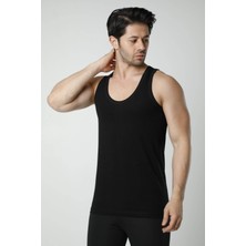 Hmd 500 3'lü Ribana %100 Pamuk Askılı Erkek Atlet - Siyah