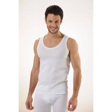 Hmd 500 6'lı Ribana %100 Pamuk Askılı Erkek Atlet - Beyaz