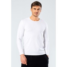 Catherine's Cacharel 1333 Erkek O Yaka Uzun Kollu T-Shirt - Beyaz