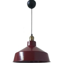 Rys Tasarım Rys Retro Metal Bordo Eskitme Duylu Dekorataif Metal Rustik Tekli Sarkıt Kafe Mutfak Aydınlatma 30CM