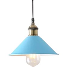 Rys Tasarım Retro Metal Mavi Tekli Sarkıt Kafe Mutfak Aydınlatma Çap:30 cm