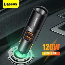 Baseus 120W Hızlı Şarj Araç Şarj Cihazı ve Araç Çakmaklık Çift USB Çıkışlı CCBT-D0G