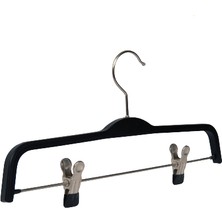 Nyn Ahşap Askı Mandallı Pantolon Etek Askısı Siyah Renk 50 Adet