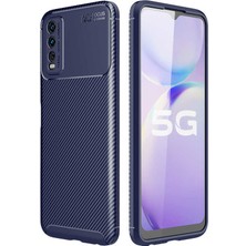 Caseart Vivo Y20 Kılıf Karbon Tasarımlı Kapak - Lacivert