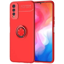 Caseart Vivo Y20S Kılıf Renkli Yüzüklü Manyetik Silikon Kapak Kırmızı - Kırmızı