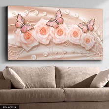 Evine Moda Pembe Kelebekler Kanvas - Canvas Tablo