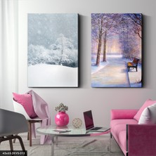 Evine Moda Kış Manzarası 2 Parça Kanvas - Canvas Tablo