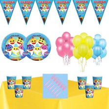 Parti Furyası Baby Shark   Tema Doğum Günü Parti Seti Ekonomik Süsler 24 Kişilik