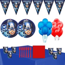 Parti Furyası Kaptan Amerika  Tema  Doğum Günü Parti Seti Ekonomik Süsler 8 Kişilik