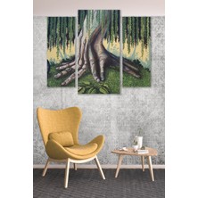 Düş Duvarı 3 Parça Modern Desenli Ağaç  Mdf Duvar Tablosu
