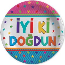 Parti Dünyası Renkli Iyi Ki Doğdun 8 Li Tabak