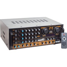 Magicvoice MV-1232 2*80W USB/SD/Bt Uk-Balans 4 Mik Giriş-4 Hop Çıkışlı Stereo Küp Mixer Trafosuz Anfi