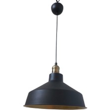 Rys Tasarım Rys Retro Metal Siyah Dekoratif Eskitme Duylu Kafe Siyah Içi Gold Mutfak Avize Çap:30 cm