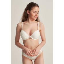 Pemilo Kadın 5101410 Push Up Dantelli Sütyen Takım Ekru