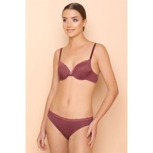 Pemilo Kadın 4060106 Destekli Dantel Detaylı Sütyen Külot Takım Gül Kurusu