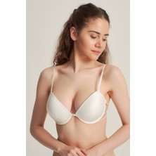 Pemilo Kadın 7101017 Sırtı Biyeli Taşlı Destekli Sütyen Ekru