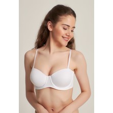 Pemilo Kadın 7101315 Desteksiz Klasik Straplez Sütyen Beyaz