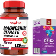 Nevfix Magnesıum Cıtrate Vitamin B-6 120 Tablet &  Ncs Vitamin D3 + K2 Damla 20 ml