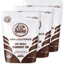 Nam 3'lü Paket Glutensiz Çok Amaçlı Hamarat Un Taş Değirmen Vegan 1 kg