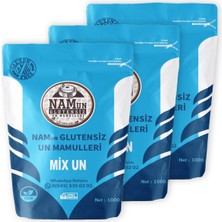 Nam 3'lü Paket Glutensiz Çok Amaçlı Mix Un Taş Değirmen Vegan 1 kg