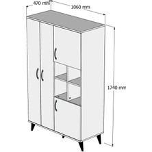 Tanmob Maxi 4 Kapaklı Askılıklı Raflı Çok Amaçlı Dolap Çam - GRD0102