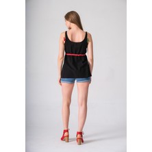 Narina Şile Bezi Kumaşından Ince Askılı Kol Yazlık Bisiklet Yaka Omuzu Beli Püsküllü