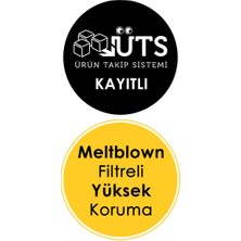 Mutlu Maske Meltblown Filtreli Yumuşak Lastikli Siyah Renkli Desenli Cerrahi Maske Seti 10X10 Desen 100'LÜ