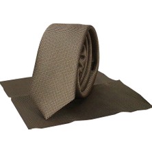 Varetta Erkek Koyu Kahverengi Armüllü Kuşgözü Desenli Dar Mendilli Kravat