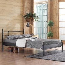 Unimet Lalas-S Metal Karyola - Siyah - Konik Geçme - Konfor Destekli Latalı - 140x190/140x200/150x200/160x200