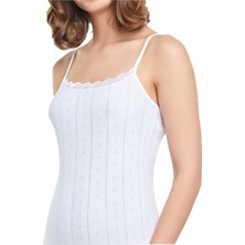 Tutku Kadın Jakarlı Ip Askılı Beyaz Atlet 6'lı Paket