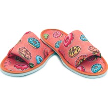 Chochili Unisex Turuncu Donut Desenli Önü Açık Yumuşak Tabanlı Ev Terlik